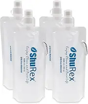 4 Pack 20oz/ 600ml Collapsible Water Pouch for Filter Straw, Compatible with LifeStraw and other Water Filter Straw; Water Bag, Foldable Water Collection Bottle, Reusable, BPA-Free