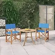 Director's Chairs 2 pcs Solid Wood Teak Blue,Solid Teak Wood Director's Chair: Foldable for Outdoor, Camping, and Home Patio Seating
