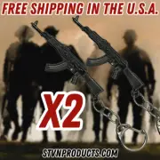2 Pack AK47 Keychain Russian Ukraine Slavic AK-47 Keyring Key Ring Chain Gift