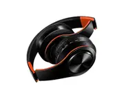 Bluetooth 4.0 Foldable Stereo Wireless Headphones Heavy Bass Headsets with Mic-Black Orange