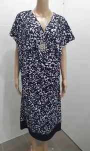 AUTOGRAPH TAG 24 BNWT PALM SPRINGS FLORALMID BOARDER BLUE WHITE DRESS