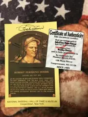 Bobby Doerr Signed Postcard- Baseball Hall of Fame Induction Plaque- Auto