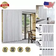 Elegant Extra Wide Greyish White Sliding Door Curtains for Total Privacy & Style