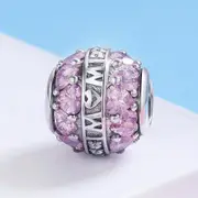 Solid 925 Sterling Silver Mom is Love CZ Charm