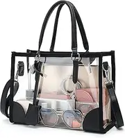 [FAIME] Clear Bags for Women, Cute Clear Tote Bag Stadium Approved, Clear Handbag with Zippers & Adjustable Strap