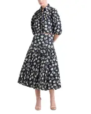 Cinq a Sept Ellah Mini Tossed Poppies Midi Skirt