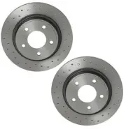 Pair Set Rear Brembo Xtra Drilled Brake Disc Rotors for Mazda 3 S SP23 Mspeed (for: Mazda)