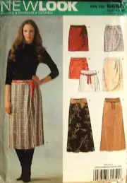 Miss New Look 6650 Pattern Mock Wrap Mini Midi Skirt UNCUT Size 8-10-12-14-16-18
