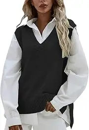 [Generic] Womens Sleeveless Sweater Vest Knit Split Pullover Warm Sweater Tank Tops Blouse for Women