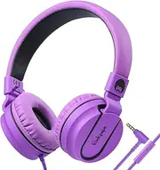 Rockpapa 952 Stereo Foldable Headphones On Ear, Adjustable Headband, Over Ear Headphones with Microphone for Kids Childrens Adults, Tablet Computer Mobile CD/DVD MP3/4(Black Purple)