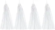 uxcell Bike Streamers, 4 Pcs White Scooter Handlebar Tassels Grips Ribbon Accessories Decorations for Girls Bicycle Tricycle Handles, White