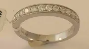 14K WHITE GOLD - DIAMOND (.43Ct) WEDDING BAND RING SIZE 6.5