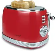 [Korona] 21668 Toaster | 2 Slices | Retro Design | Red | 6 Browning Levels | Retro | Defrosting, Roasting, Warming | 850 Watt | Bread Attachment | Crumb Drawer | Bread Slice Centring