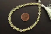 13 inch strand of natural Prehnite Octagon Faceted 7x6x4-6x5x3mm beads.