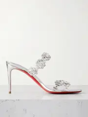 [Christian Louboutin] Christian Louboutin - Just Jewel 85 Crystal-embellished Pvc And Leather Sandals - Silver - IT38.5 IT 38.5 Silver