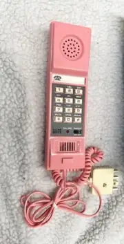 1 x Vintage Handheld Telephone PINK New In Box Press Button Dial