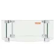 Fire Pit Wind Guard, 23 x 23 x 8 Inch Glass Flame Guard, Round Glass Shield, 1/4-Inch Thick Fire Table, Clear Tempered Glass Flame Guard, Aluminum Alloy Feet for Propane, Gas,