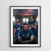 Messi Mbappe Neymar - PSG Soccer Football Poster Picture Print - Sizes A5 to A0