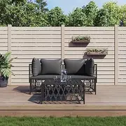 Generic 3 Piece Garden Lounge Set with Cushions Anthracite Steel,3186815