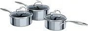 [Circulon] SteelShield C Series Stainless Steel Saucepan Set of 3, 16/18/20cm - Induction Saucepans with Lids - Hybrid Non Stick, Metal Utensil Safe & Dishwasher Safe Cookware