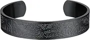 [FaithHeart] Viking Cuff Bracelet for Men Women, Stainless Steel Rune/Thor's Hammer/Wolf/Celtic Knot Bangles Personalized Customizable