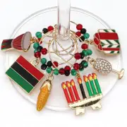 Kwanzaa Gift, Kwanzaa Wine Glass Charms, Set of 6 Glass Markers Include Candl...