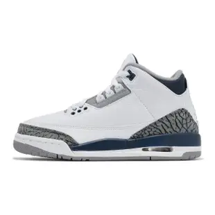 【NIKE 耐吉】休閒鞋 Air Jordan 3 Retro GS 大童 女鞋 白 灰 午夜藍 三代 復刻 AJ3(DM0967-140)