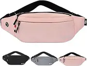Bum Bag for Ladies Women Girls Bumbags Waist Fanny Pack with Headphone Jack and Adjustable Belt for Sport Running Hiking Jogging Gifts for Girls Women Pink, Pink, L, bumbag