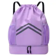 Sports Drawstring Backpack Bag - Waterproof Gym Drawstring Bags with Shoes Co...