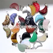 8pcs necklaces crescent moon crystal gemstone black leather cord jewelry lot