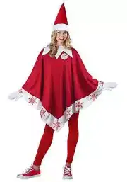 Women's Elf on the Shelf Poncho Costume