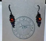 Vintage Harold Smith Navajo Sterling Silver Amethyst & Garnet Dangle Earrings