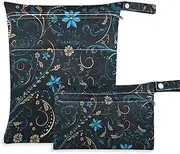 Amooorous Rosette Floral Pattern Turquosie reusable bags for travel 2 Pack diaper bag essential items with handles for yoga, baby diapers