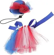 CIYODO 1Set Puppy Independence Day Costume Set Pet Mesh Tutu Skirt with Hat for Dogs and Cats Comfortable and Breathable Material for Celebrations and Special