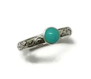 6mm Amazonite Ring Vine Pattern 925 Sterling Silver
