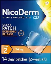 NicoDerm CQ Nicotine Patch, Clear, Step 2 to Quit Smoking, 14mg, 14 Count