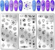 PH PandaHall Astrolabe Nail Stamping Plates, Moon Star Planet Nail Stamper Nail Art Stencils Print Nail Stencils Stainless Steel Nail Picture Plates for Nail Art Design Manicure Salon Pack of 3
