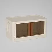 Viviendo Stackable Home Storage Box Wardrobe Organiser, Front Side Opening Storage Containers Foldable Organizers, Collapsible Storage Bins, 32L Capacity - Brown