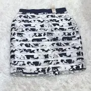 Ann Taylor Floral Mesh Ribbon Striped Skirt Blue White 2 Petite