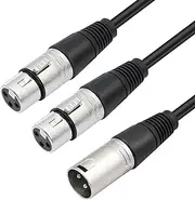 XLR Splitter Cable, 3 Pin XLR Male to Dual XLR Female Patch Y Cable Balanced Microphone Splitter Cord, for Mixer, Power Amplifier (1Pc)
