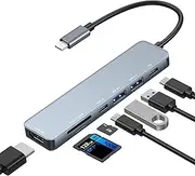 [Avigers] USB C HUB 7 in 1, 7 in 1 USB C Multiport Adapter with 4K HDMI, 100W PD, USB 3.0 and 2.0, SD/TF Card Reader for iPhone 16/15 Series, MacBook Pro/Air, Mac Mini, iPad, Samsung, Dell