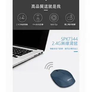 PHILIPS 飛利浦 2.4G無線滑鼠 SPK7344 無線滑鼠 滑鼠 (5.8折)