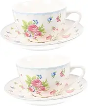 Cabilock Bone China Coffee Mug Set Teacup Saucer Festive Design for Office Home