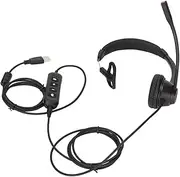 3.5mm Business Headset Monaural Call Center with USB Sound Card Mic Mute Volume Mute for Office Use