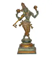 Brass Lord Krishna with Flute Sculpture Figurine Statue Idol Home Decor