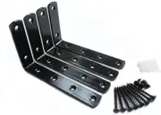 MHMYDZ 4 Pcs Black Steel Heavy Duty"L" Corner Brace Joint Angle Bracket Shelf Br
