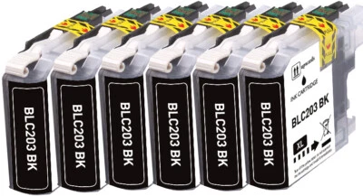 6 PK BLACK Premium Ink fits Brother LC203 MFC-J480DW MFC-J5320DW MFC-J4320DW