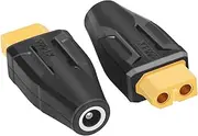RIIEYOCA XT60 to DC5521 Plug, XT60 Female to Female DC5521 Male Without Cable Adapter for RC Car, FPV Drone, LiPo Battery, Laptop Power Supplies, etc (2 Pieces)