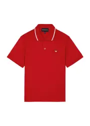 Emporio Armani Kids Logo Jersey Polo Shirt - Red - 10YR (10 Years) 10YR (10 years)