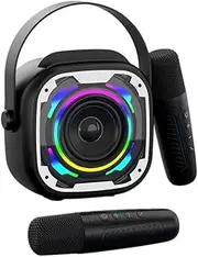 Mini Karaoke Machine with 2 Wireless Microphones for Adults & Kids – Wireless Bluetooth Speaker, Fun Toy for Girls, Boys. Teens – Perfect for Ages 2 3 4 5 6 7 8 9 10 11 12+